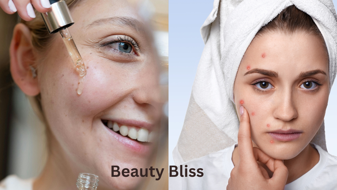 A glowing skin serum bottle with drops highlighting hydration and radiance.